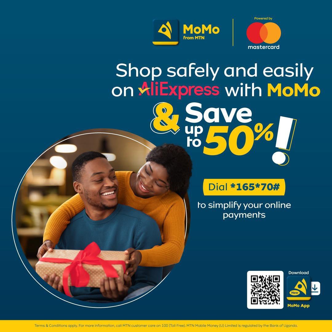 BetAliUg's tweet photo. You opened AliExpress to browse. A few minutes later, your cart had other ideas.
Pay with your #VirtualCardByMoMo and get up to 50% off on AliExpress.
Dial *165*70# or use the MoMo App to get yours. https://t.co/vYsxXBGg40