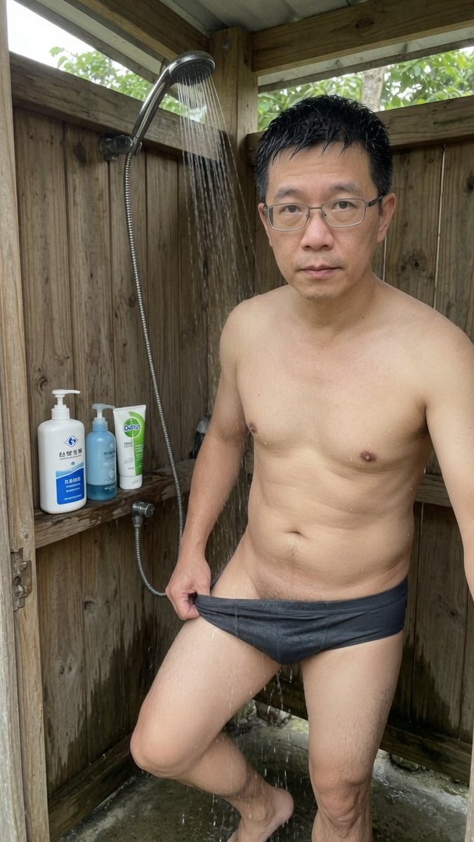 your_uncle840's tweet photo. 今天真的很熱吧....
在南投的露營區碰到正在沐浴的大叔 https://t.co/ZfPzUiRH3G
