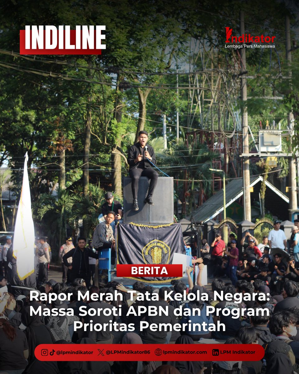 LPMIndikator86's tweet photo. [BERITA]

"Rapor Merah Tata Kelola Negara: Massa Soroti APBN dan Program Prioritas Pemerintah" https://t.co/i4II5TA3l7