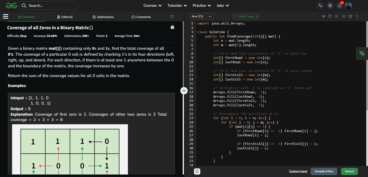 amanhaidry's tweet photo. 🗓️Day-330 of #365DaysOfCode 🎯

✅ @geeksforgeeks
#POTD: Coverage of all Zeros in a Binary Matrix

✅ @LeetCode
#DCC: Angle Between Hands of a Clock

#365DaysOfDSA #geeksforgeeks #gfg #leetcode #365DaysOfcoding #Java #DataStructuresAndAlgorithms #DSA #ProblemSolving https://t.co/oqk2F01Lgv