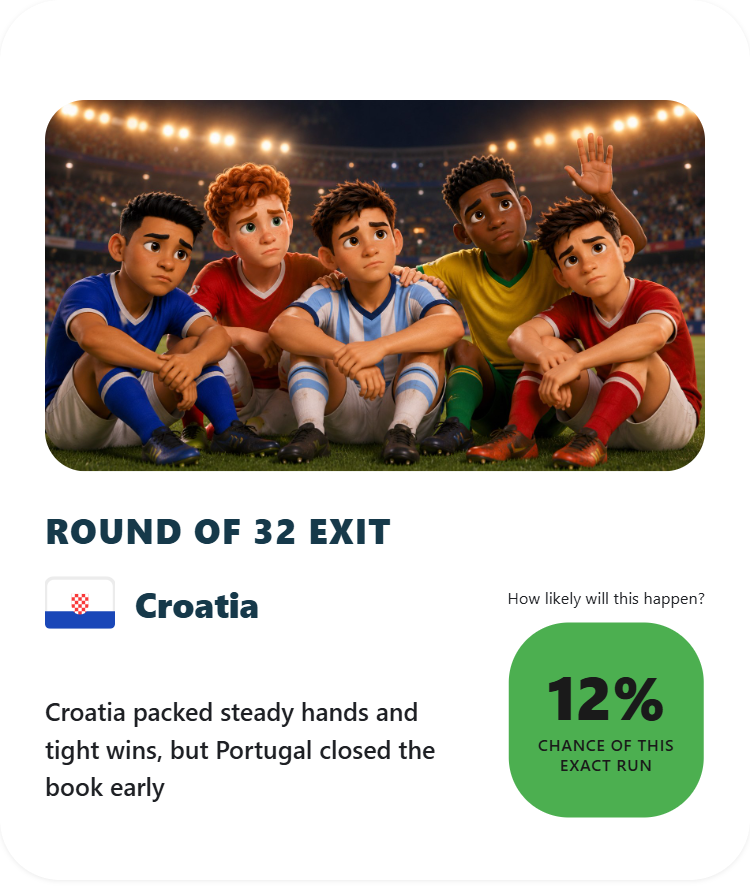 Father_Express's tweet photo. @flappersbird I just ran analysis on Croatia and you won't believe the results. Croatia to exit at Round of 32. Let see if this analysis is correct. 
Even the soccer predictions are here. #FIFAWorld26 https://t.co/tqI9sQKUxp
