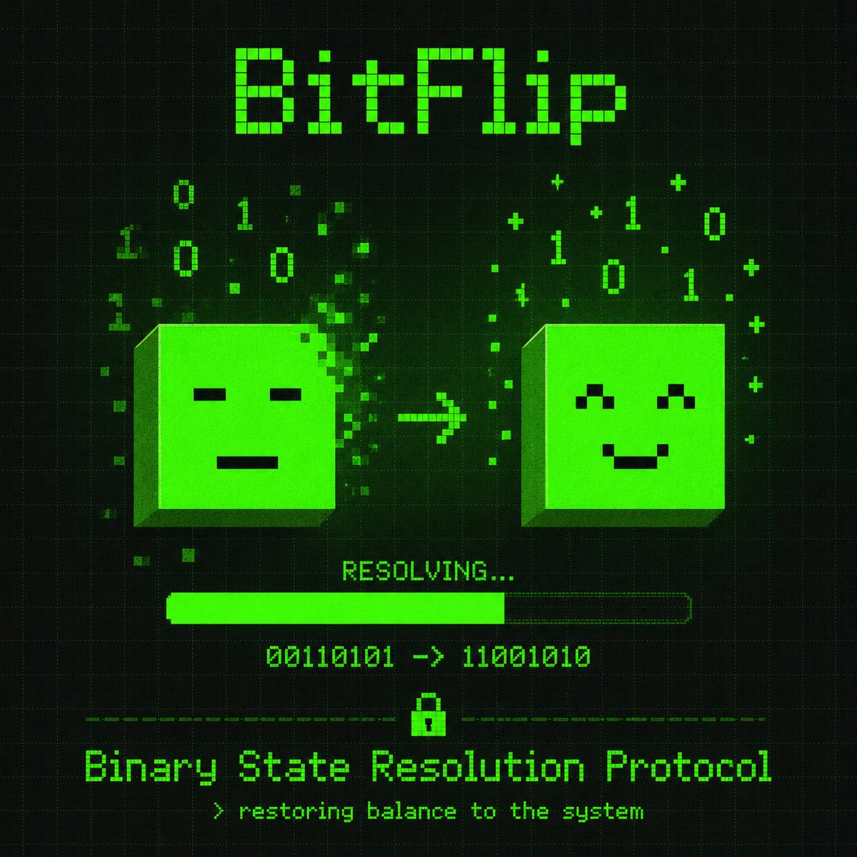 TerminalRoll's tweet photo. $ bitflip 
--pick > 0 or 1
>_ Win 3.2x

one bit. one call. multipliers that double.
no charts to read, no candles to cope with. just the cleanest 50/50 on the platform. pick a side.

https://t.co/iUKGr0mf0D https://t.co/OoTcly3pH5