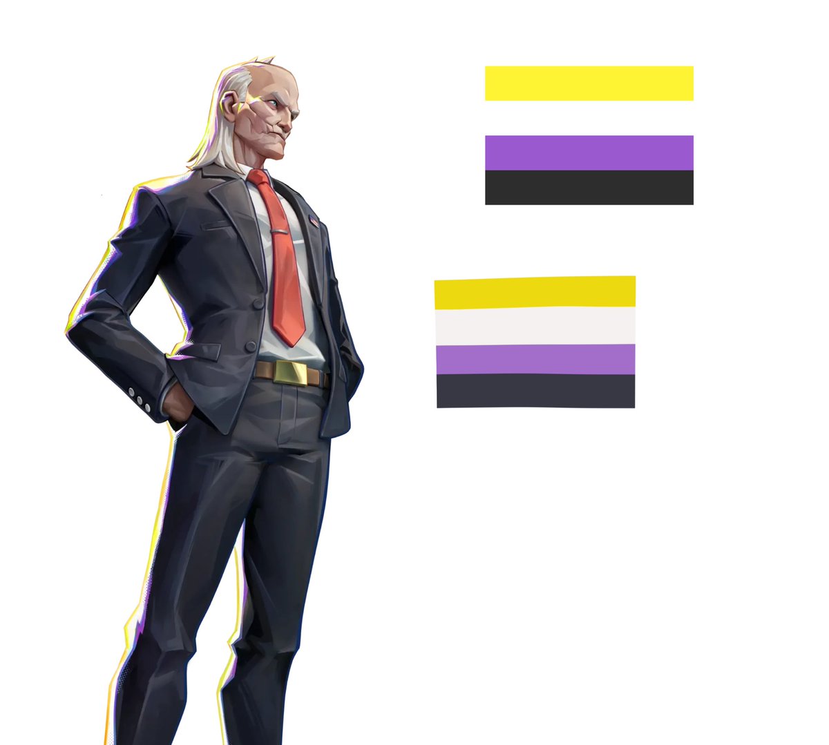 Fishstickmunch's tweet photo. Nonbinary flag color picked from Cecil stedthem https://t.co/MqJQ1HzuoB