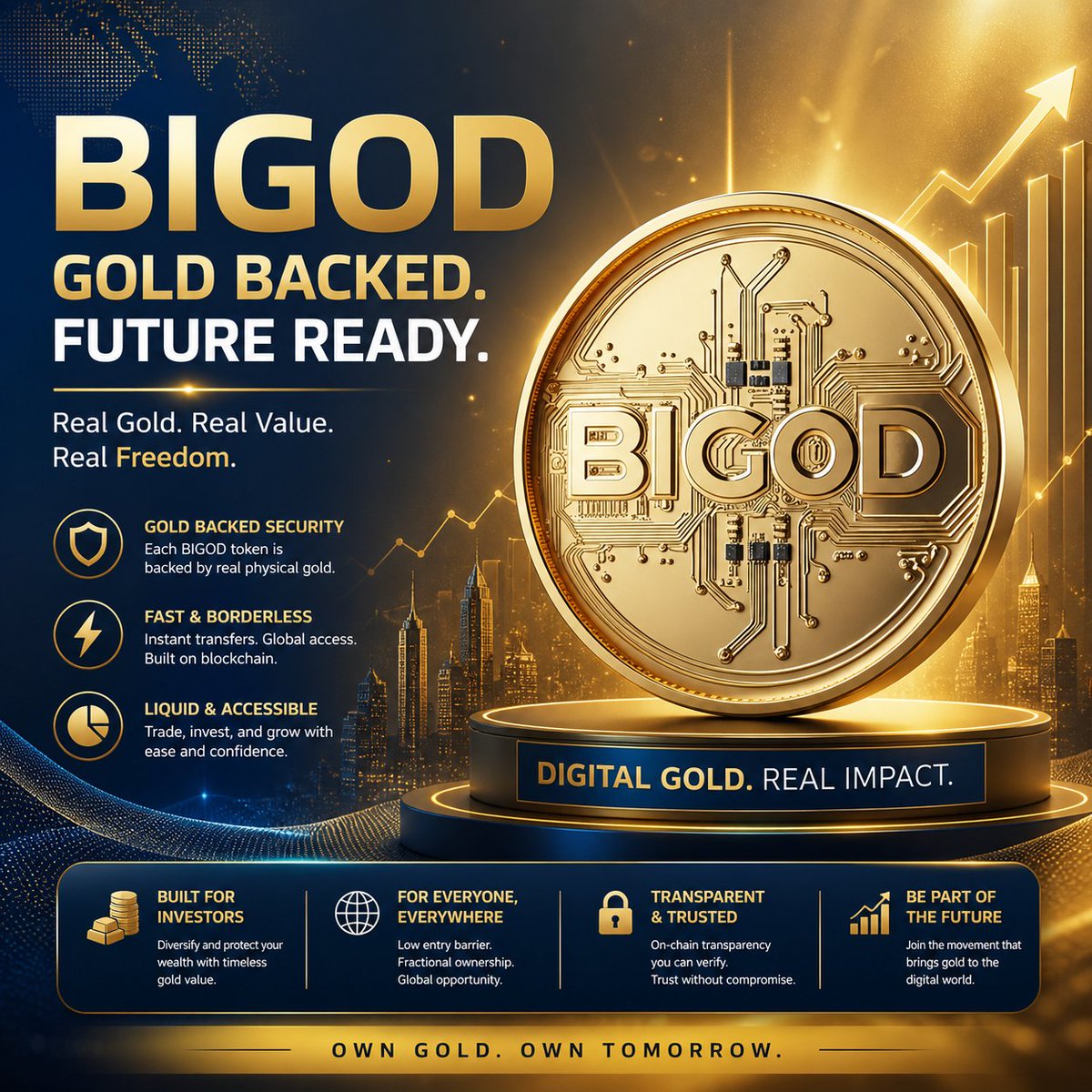 Flexialpha6's tweet photo. Tokenized real-world assets are gaining momentum, and #BIGOD stands out by making gold more accessible while preserving its core value.

Through fractional ownership, transparency, and liquidity, it opens gold investment to more people who were previously excluded.

Join the innovation ⤵️
https://t.co/pOZ7pzF9wJ

#RWA  #DigitalGold @BiGODToken