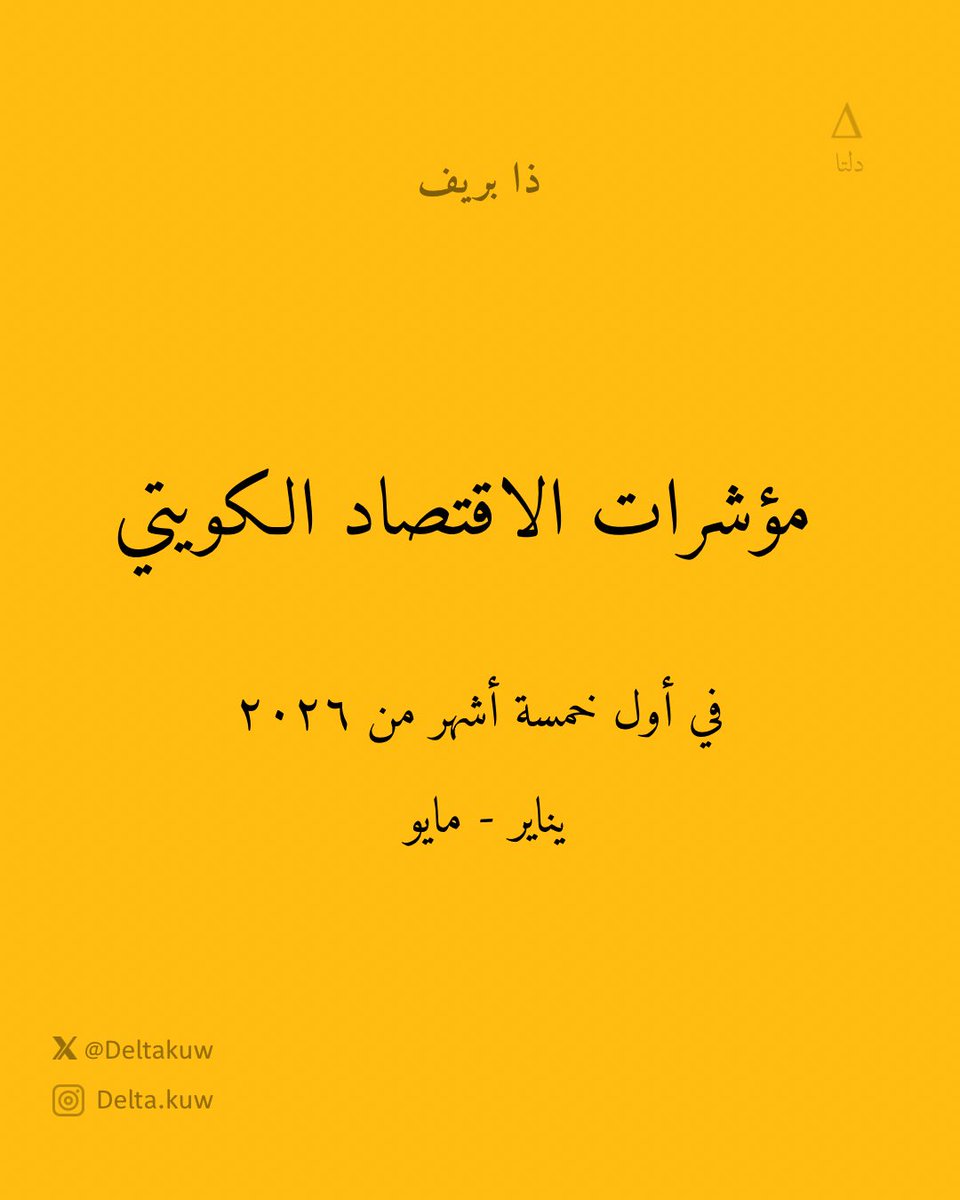 DeltaKUW's tweet photo. نشرة «ذا بريف»

مؤشرات الاقتصاد الكويتي بالأشهر الخمسة الأولى من العام ٢٠٢٦

(1/4) https://t.co/7t14Irqxly
