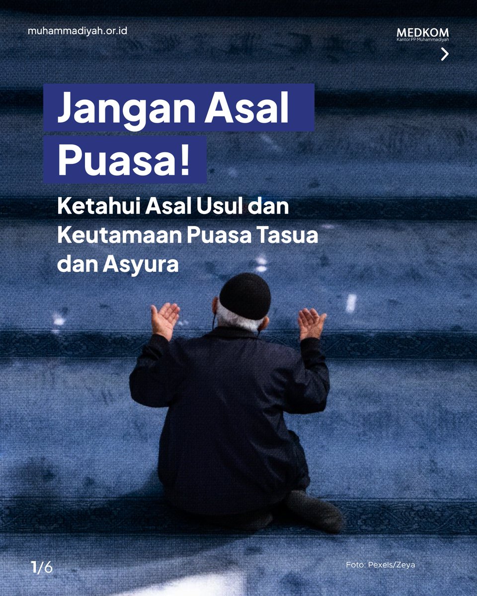 muhammadiyah's tweet photo. Sudah tahu kan asal usul dan keutamaan puasa Tasua dan Asyura?

Catat tanggalnya ya!

Tahun 2026 ini, tanggal 9 dan 10 Muharam bertepatan dengan tanggal 24 dan 25 Juni.

#PuasaAsyura #PuasaTasyua #Muharam #SaatnyaKalenderHijriahGlobalTunggal https://t.co/O6QFlPbNEj