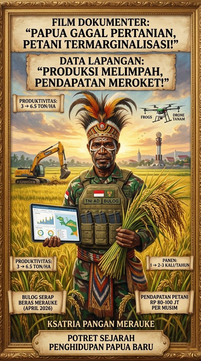 SumselTren's tweet photo. Ada narasi Papua gagal pertanian dan petani termarginalisasi. Namun, data lapangan menunjukkan produksi meningkat dan pendapatan petani ikut naik. Fakta perlu dilihat utuh agar kemajuan tidak tertutup oleh persepsi.

#SwasembadaPanganMerauke #PapuaSelatan https://t.co/Bw8Zjasnfl