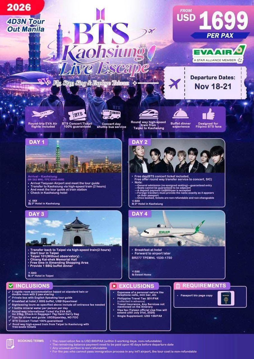 shmbym's tweet photo. @bangpdsgirl May travel agencies din ako na nakita, for Taiwan naman. Though, idk kung same rules din sila as the Philippines pero ????? PAANO???? https://t.co/oiTJT1riO9