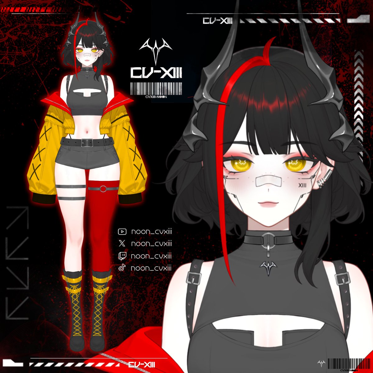 Noon_13th's tweet photo. !!! Looking for an artist to help me re-vamp my VTuber.
Not necessarily small tweaks.
I'm open to bigger changes, redesign ideas, outfit changes... whatever it takes to make her feel more cohesive.
I've been staring at her for so long that I feel like I need a fresh pair of eyes .-.
If character design is your thing and this sparks ideas, I'd love to see your work 🖤
#vtuber #envtuber #design #help