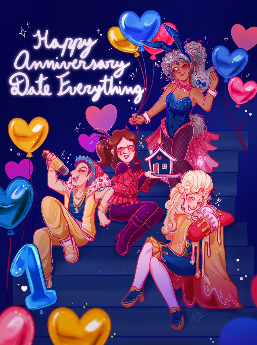 mr_antoli's tweet photo. HAPPY FIRST ANNIVERSARY TO THE GAME THAT CHANGED MY LIFE FOREVER QWQ 
DATE EVERYTHING!! 💖💛🩵
#dateeverythinggame @DateEverything https://t.co/kJuV2Na4tD