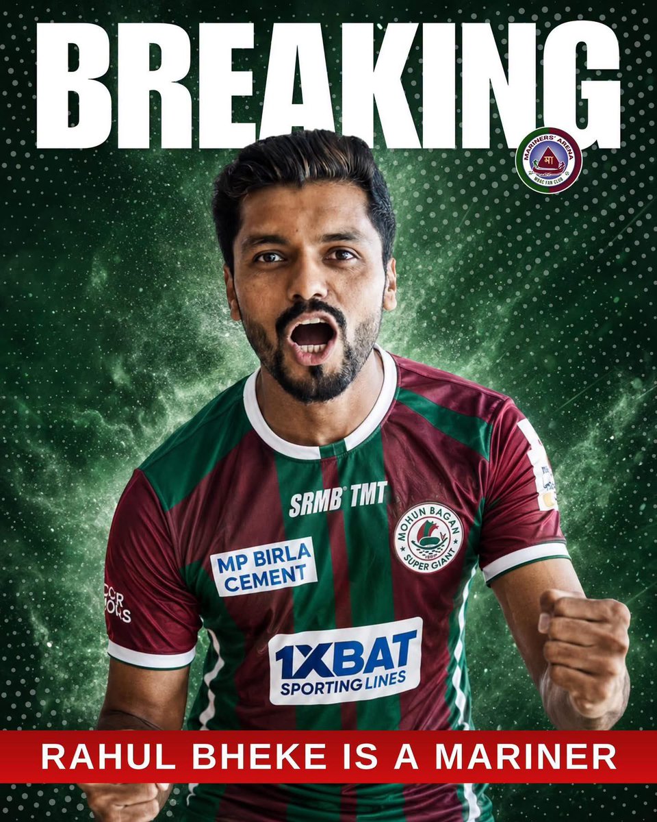 ArenaMariners's tweet photo. 🚨 : EXCLUSIVE BREAKING
Rahul Bheke signs for @mohunbagansg for 1 year deal.
Welcome to Green & Maroon. 🙏🏻
@RahulBheke
#TransferUpdate #MBSG #marinersarena #JoyMohumBagan https://t.co/ZdvMVbzkwl