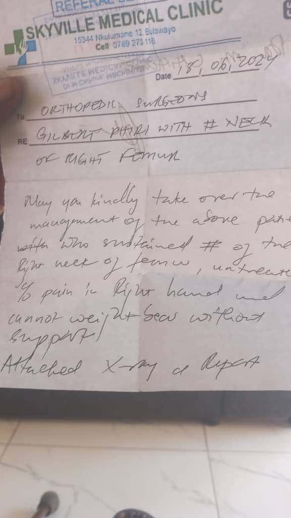 Danzyle1719's tweet photo. @matinyarare Good day sir I hope you are well.  Sir my father fell and suffered a femur fracture and it’s been 2 years now. For surgery they quoted him 3000usd at a government hospital. May you please assist us sir. Account number is 4108653387 absa bank, name Mthabisi Ndlovu. https://t.co/23wrUKZUtf
