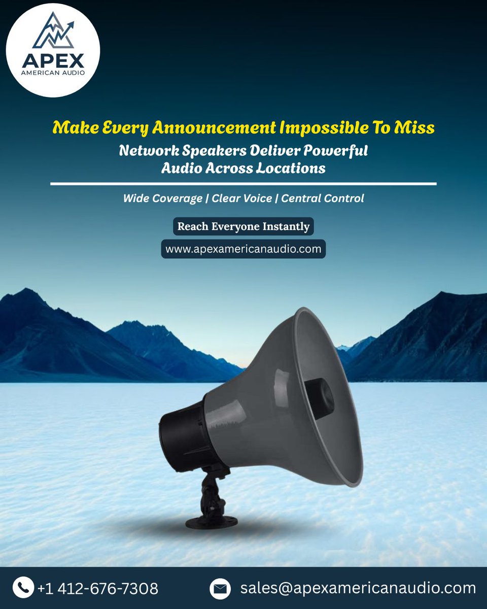 apexameric's tweet photo. Apex American Audio Network Speakers provide powerful, high-quality audio distribution with centralized control, ensuring important announcements are heard loud and clear.
🌐 https://t.co/eKwbeBPSYi

#ApexAmericanAudio #NetworkAudio #SpeakerSystem #CommunicationSolutions https://t.co/KTsM4j7ZMM