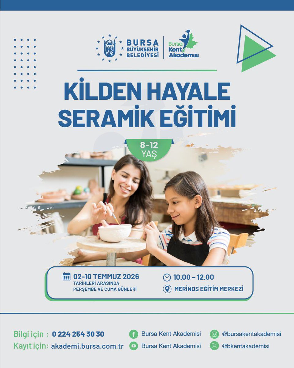 busmekbursa's tweet photo. ☀️ Bursa Kent Akademisi Yaz Dönemi Eğitimlerimiz Başlıyor!
 
Bursa Büyükşehir Belediyesi Bursa Kent Akademisi, çocuklarımızın ve gençlerimizin yaz tatilini verimli, eğlenceli ve öğretici etkinliklerle değerlendirmeleri için Yaz Dönemi Eğitimlerini başlatıyor. https://t.co/poQ3AC56FK