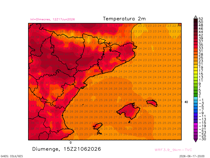 mauri_francesc's tweet photo. Mala peça al teler!
-Temp previstes APROXIMADES 17 h dissabte, diumenge, dilluns i dimarts.

-ONADA DE CALOR
 
-CRÍTICA per persistència i valors previstos. Dilluns i dimarts no és descartable assolir els 45ºC. Els 43,8ºC de Vinebre o Alcarràs són la + alta fins ara (2019 i 2025) https://t.co/pM94Mb4bs5