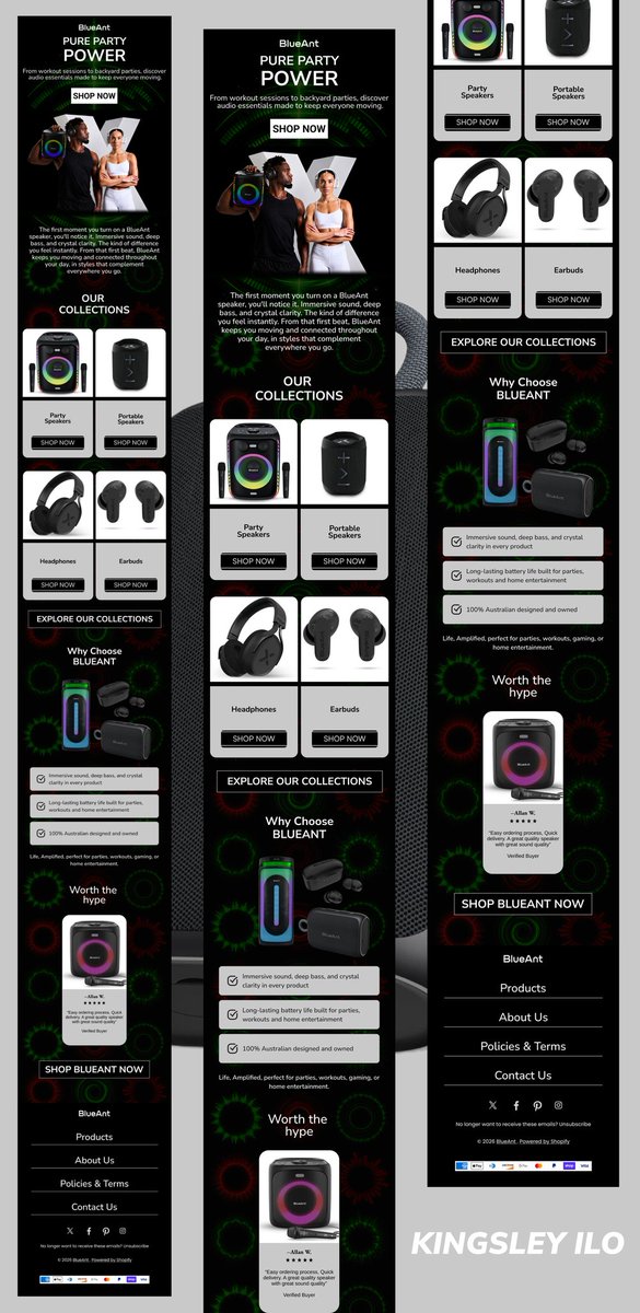 Kasley90's tweet photo. Email Design Mockup For BlueAnt.

I’m open to collaborate with agencies and e-commerce brands, send me a DM let’s discuss. https://t.co/imdHHHqSSf