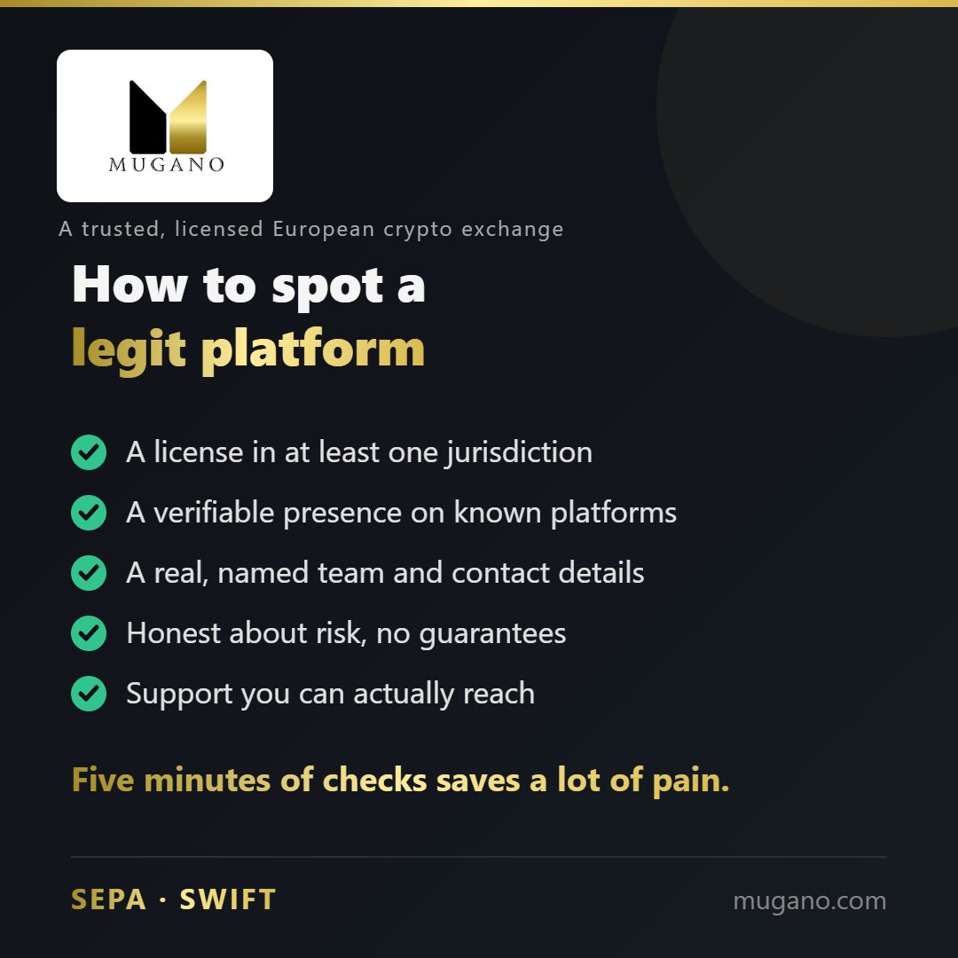 MuganoC's tweet photo. How to spot a legitimate crypto exchange
#cryptoexchange #cryptocurrency #trading #Europe #bitcoin https://t.co/3Oky1ZZPZu