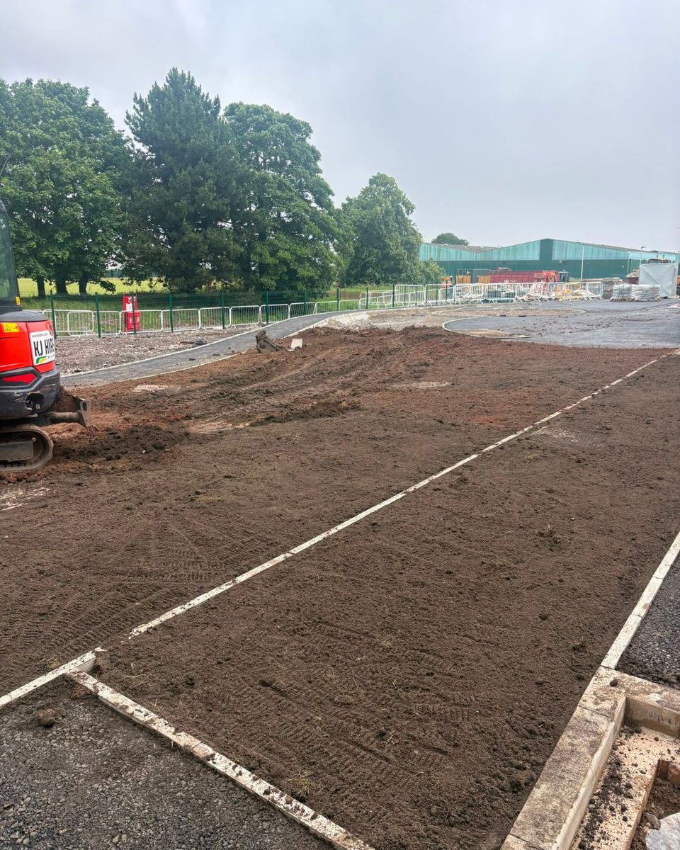 LandcraftUK's tweet photo. Back on site at Willows High School soiling. Great to see the sensory equipment we recently installed taking shape, alongside the new sleeper wall. Another project progressing well and making a real difference to the outdoor space https://t.co/XWAVvAoLgd