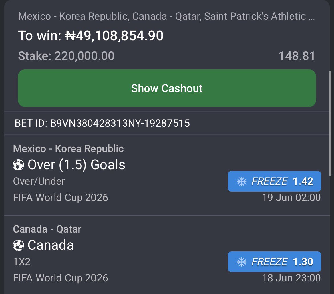 LouieDi13's tweet photo. 150, 30 &amp; 13 ⚽️⚽️
#Bet9jacode: 5HNG5GL, 5HNG9J3, 5HNGCNQ https://t.co/ilkDY2yNCY