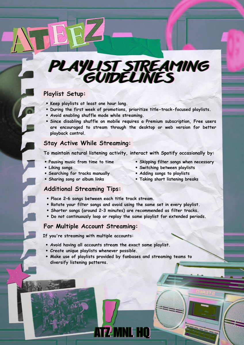 ATZ_Manila's tweet photo. [📢] SPOTIFY STREAMING GUIDE

FILOTINYs! Here's our guide on properly streaming BAD once it drops, in case you missed it!

Make sure to follow these properly to help boost the the album's performance!

#ATEEZ #에이티즈
#GOLDENHOUR #GOLDENHOUR_Part5 #BAD https://t.co/tMxWY8RfSQ
