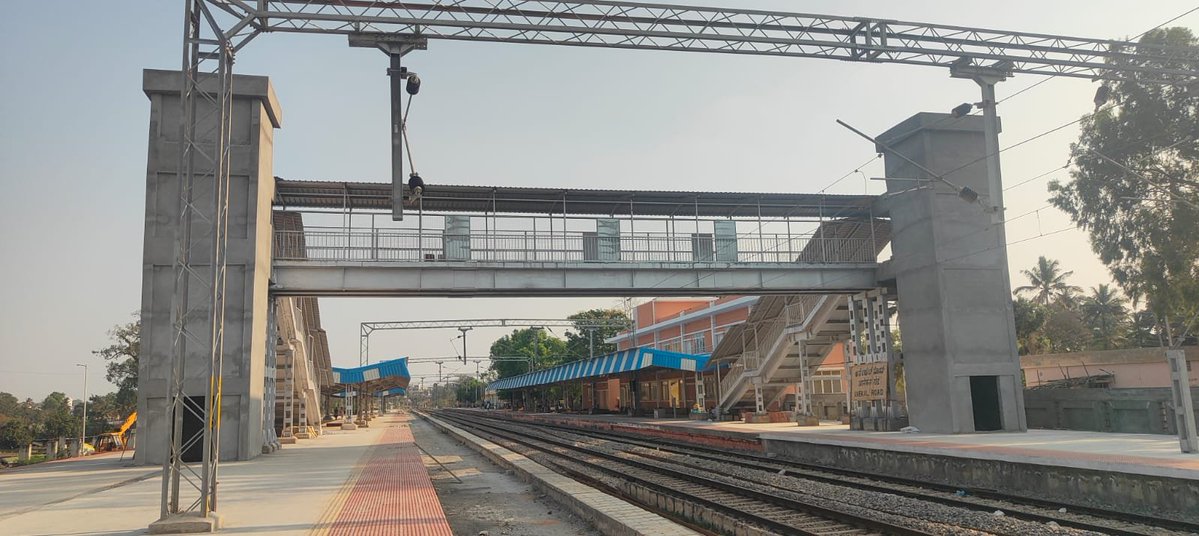 KridePrm's tweet photo. 🚆 Progress Update – Baiyyappanahalli–Hosur Doubling Project (48 km)

📍 Anekal Road Railway Station

Civil works at Anekal Road Railway Station are in the final stages of completion, with the station being readied for commissioning under the Baiyyappanahalli–Hosur Doubling Project

Key works completed:
✅ Surfacing of all 3 High-Level Platforms
✅ Platform Shelters on Platform no.1,2 & 3 provided completed.
✅ Foot Over Bridge (FOB)
✅ Station Building

#Ongoingworks:

🔄 Circulating area development and finishing works are in progress.

The photographs below show the latest progress at Anekal Road Railway Station.

#Bengaluru_Suburban_Rail_Project
#BSRP
@RailMinlndia
@AshwiniVaishnaw
@VSOMANNABJP
@MBPatil @EIB @KfW_FZ_int
@chiefsecy_gok @SWRRLY
@RVNL @PJB @NCC @Ltditd
@TheMetroRailGuy 
@RailAnalysis 
@MetroRailNewsHQ 
@Railwhispers 
@MetroRailToday_ 
@bengalurutrains
@moneycontrolcom