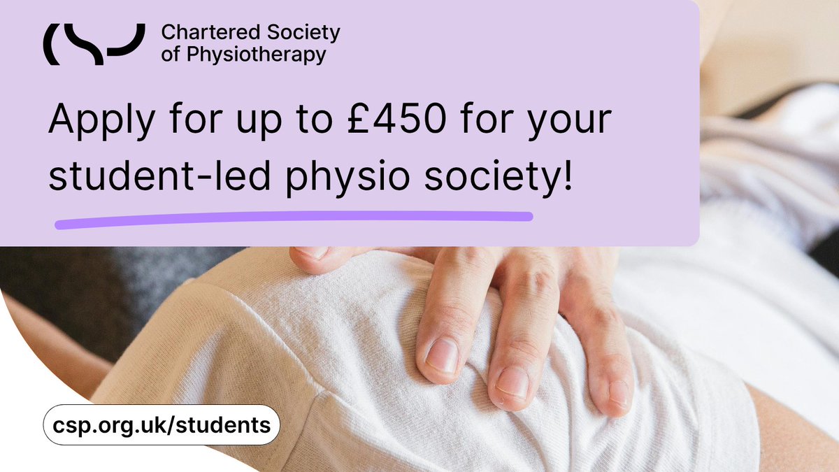 thecspstudents's tweet photo. Could your #Physio society use up to £450?

If your uni has a CSP student rep, your society can apply for up to £450 to support activities for student development. Societies can also combine funding to co-host events.

Deadline: 1 November 2026.

https://t.co/jE8R0LBi9q https://t.co/aj1u5ljUG0