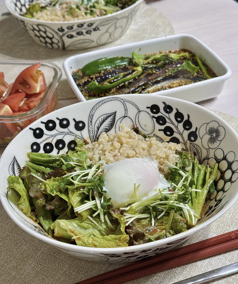 hota_Chocopie's tweet photo. ポムドンビビンバ風ごはんと、もりもり夏野菜 https://t.co/70ArTdbKAU