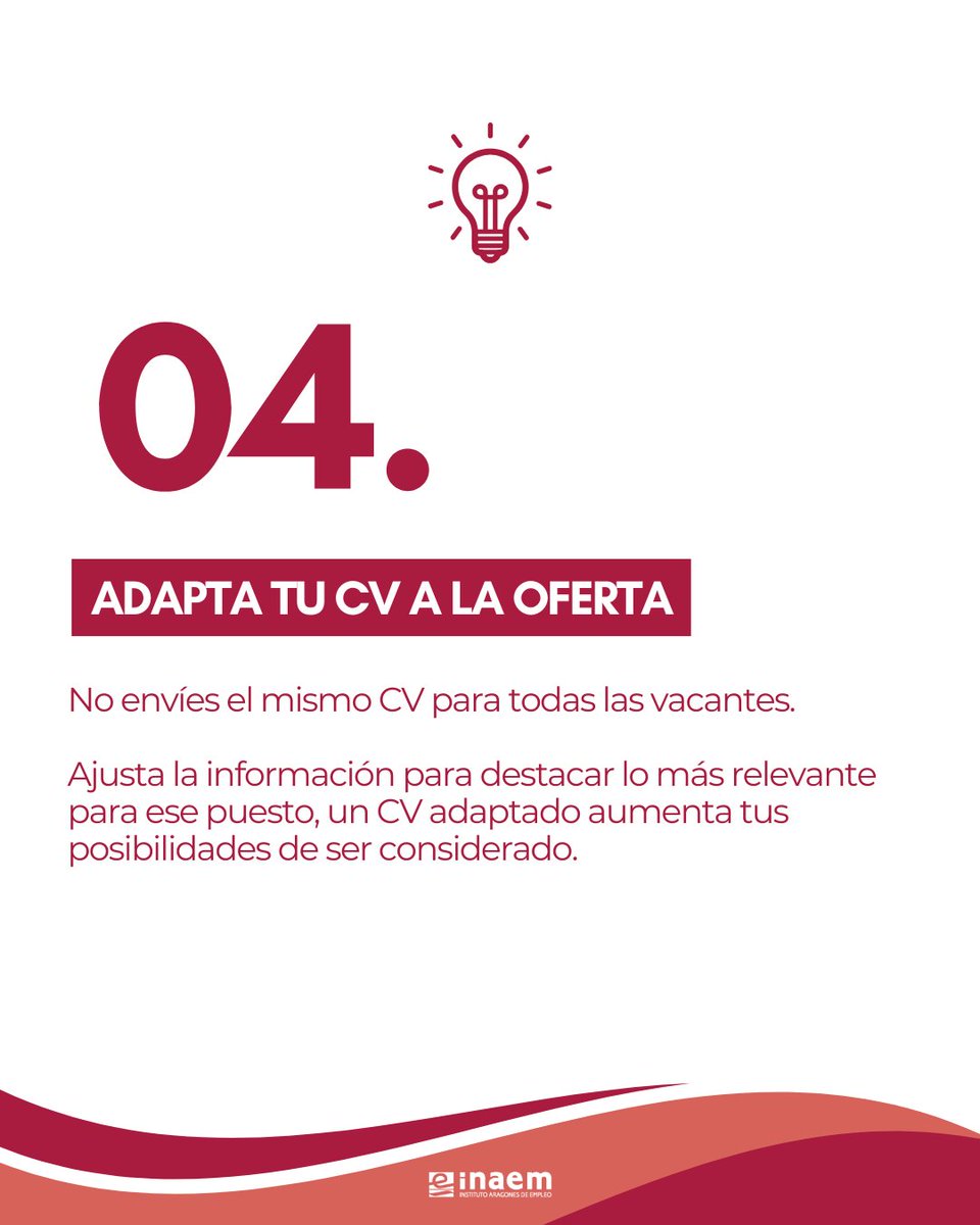 Inaempleo's tweet photo. 👉🏼 Si una oferta te interesa, puede que sí merezca la pena presentarte. En este carrusel te contamos 5 consejos para responder a una oferta aunque no cumplas el 100% del perfil.

#INAEM #Empleo #BúsquedaDeEmpleo #OrientaciónLaboral #ConsejosLaborales https://t.co/iSUpQTayrO