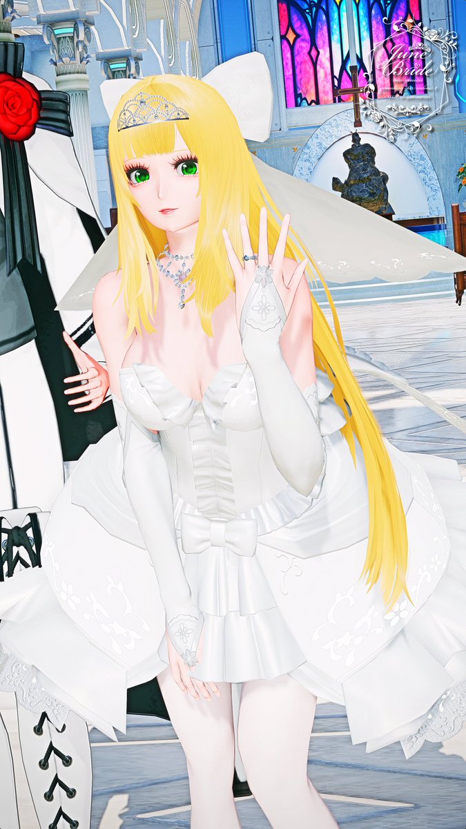 erun_pso2ngs's tweet photo. おはえる～ん☀️
ブレイブライドで📸
一昨年に実装された花嫁衣裳です👰
フリルやリボンが可愛いくて
良いドレスですね💕
#メンテの日じゃないけどssを貼る
#PSO2NGS_SS https://t.co/rQ2NgiQBHc