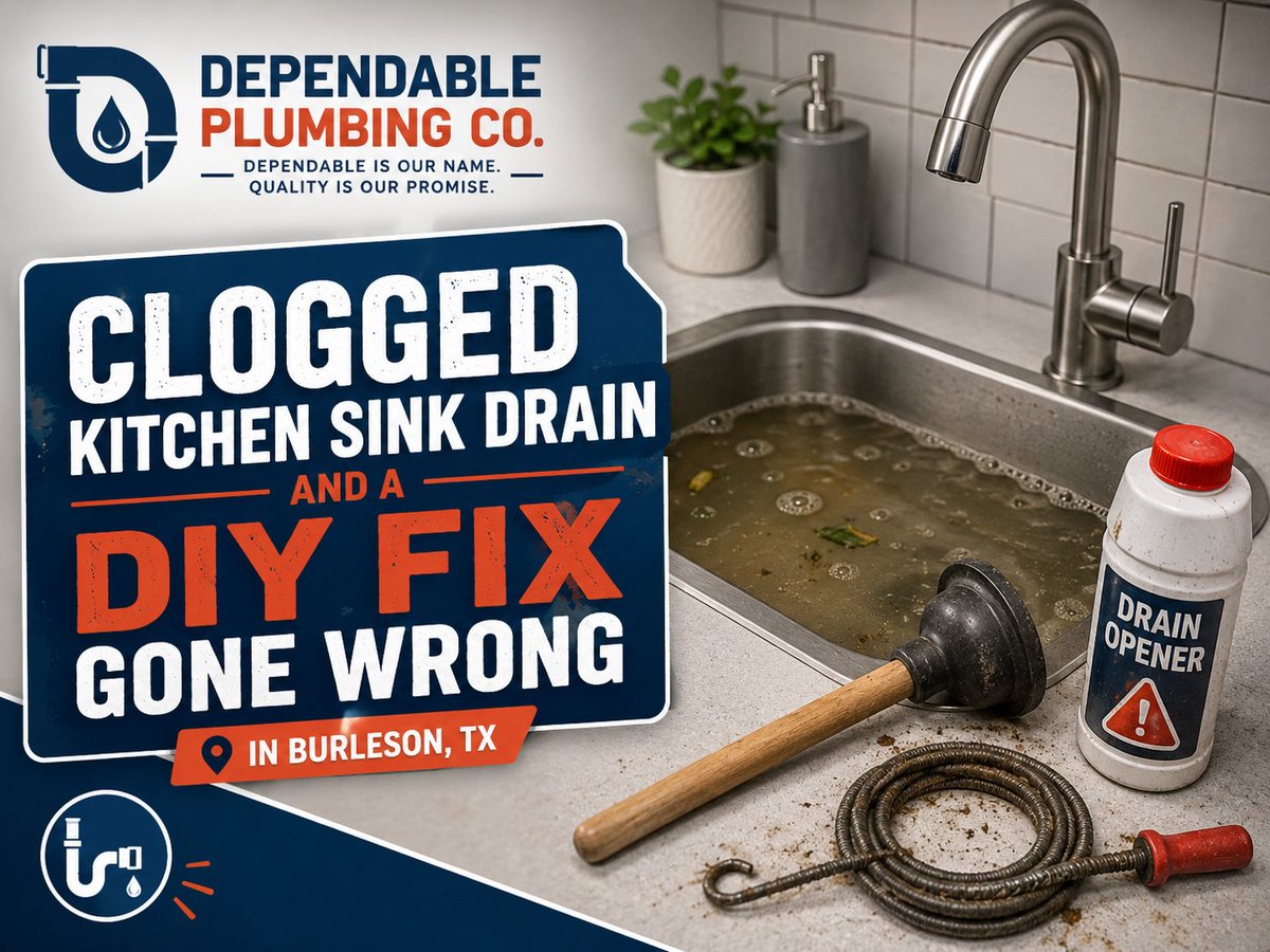 DependableP's tweet photo. Kitchen sink clogged? Don't make it worse. A Burleson homeowner's DIY drain fix cracked the fittings — we cleared the clog & installed a new under-sink drain assembly.
https://t.co/FVOoOzm9Jr
#Burleson #KitchenSink #TexasPlumber https://t.co/AD0ce9HHiW
