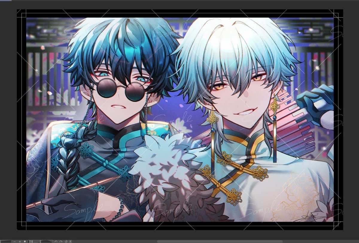 shisui53's tweet photo. チャイナ丹穹のポストカード描けた！
会場限定ですが少し持って行こうと思います💪 https://t.co/bWy09q55rs