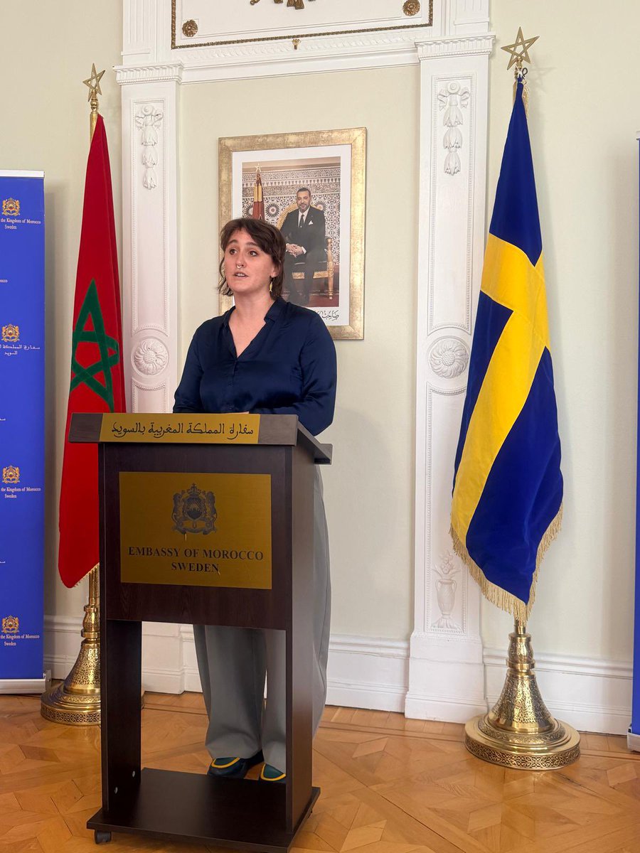KMedrek's tweet photo. Delighted to host as Chair of the Ambassadors’ Group for #Gender_Equality, a conference on the #Women, #Peace and #Security agenda at the #Moroccan Residence in #Stockholm, during which #SIPRI’s Senior expert #Gretchen_Baldwin spoke on “Back to the Roots: 25 more years of #WPS”. https://t.co/5i5G7go6CE