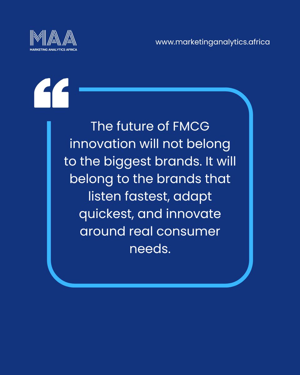 MAAInsight's tweet photo. "The future of FMCG innovation will not belong to the biggest brands. It will belong to the brands that listen fastest, adapt quickest, and innovate around real consumer needs."

#MAA #DataDriven #MarketingAnalytics https://t.co/hOmWzr7h9L