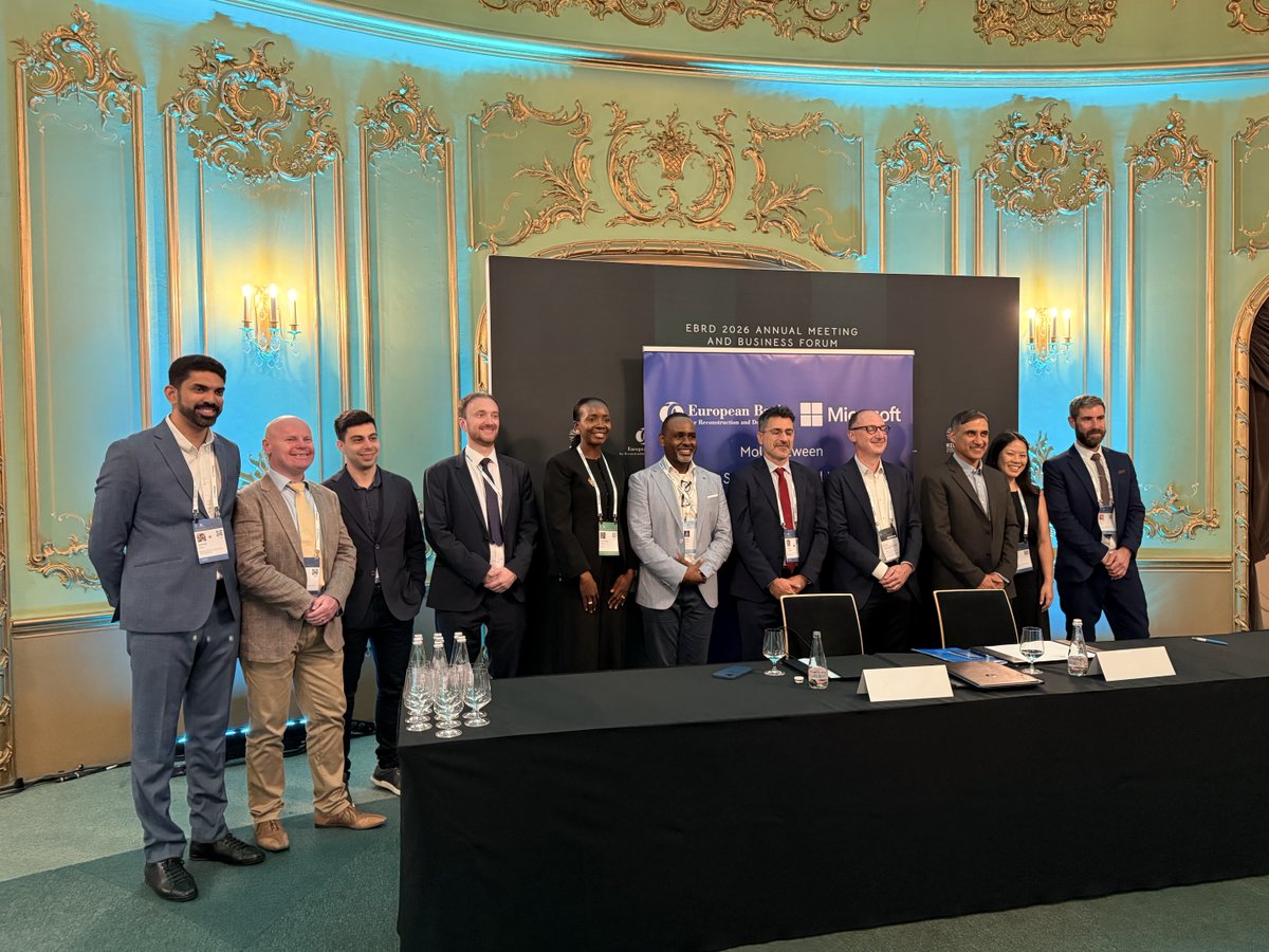 MicrosoftAfrica's tweet photo. Thrilled to announce a new partnership between Microsoft & @EBRD 🤝 Signed at #EBRDam in Riga, our MoU supports African startups with AI platforms + enablement, helping them scale, perform & attract investors. Learn more: https://t.co/QOYb1WonoZ
#MicrosoftForStartups #AI #Africa https://t.co/dCM7rVqLlY