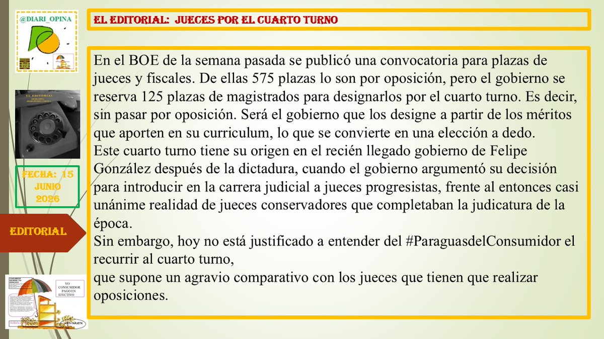 DIARI_OPINA's tweet photo. @video @imagen @leerlo @DebesLeerlo @Consumidor @consumidores @lagarto @Especulaciones @mercado 920020.-#AZPOR®.-
@DIARI_OPINA En la @Imagen
el texto del #Editorial: #JUECES POR EL CUARTO #TURNO
@Leerlo en Imagen👇🧵
#NFT #Quevedo #LaUE #ToyStory5 https://t.co/mVbbQb4Z6A