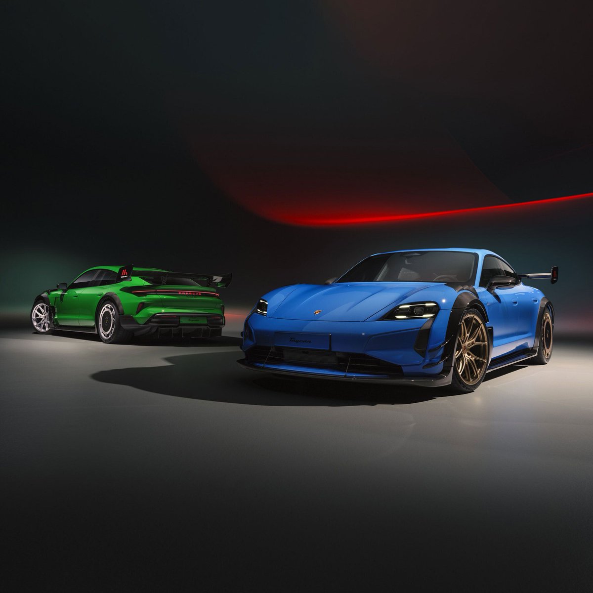 AutoExpress's tweet photo. Thought the Porsche Taycan was a boring EV? It’s just been given a wild body kit and a virtual gearbox...>> https://t.co/pCEjBRhCJL https://t.co/lSu9g2m80h