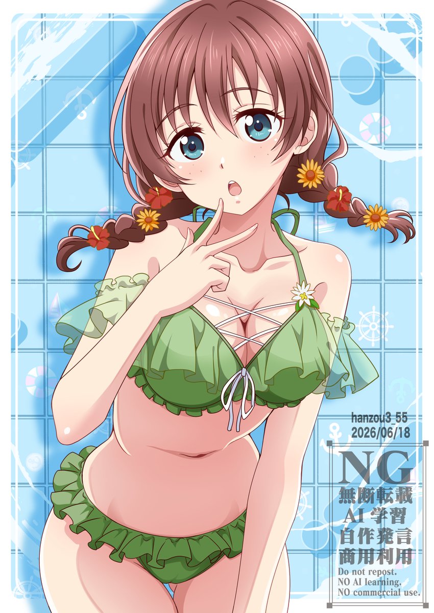 hanzou3_55's tweet photo. 原稿作業に息抜きにたまには違うジャンルの絵で。
今年の虹ヶ咲のエマちゃんの水着も大胆で素敵ですね😊
#虹ヶ咲 https://t.co/tuiF3E8PGe
