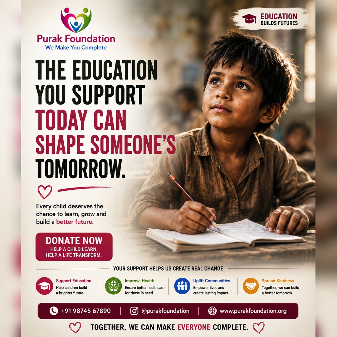 purakfoundation's tweet photo. ❤️ Every act of kindness creates a ripple of change.

Whether it's educating a child, planting a tree, supporting communities, or helping dreams grow, your support makes it possible.

🌱 Together, we can build a better tomorrow.

#PurakFoundation #GiveHope #DonateNow https://t.co/KaevDuNyIY