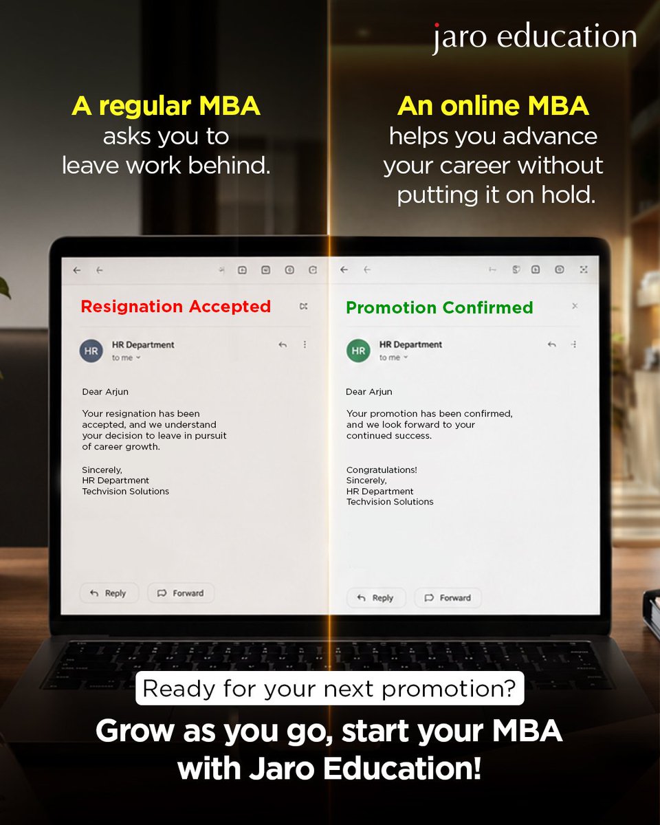 jaroeducation's tweet photo. Why put your career on pause to pursue an MBA when your MBA can help accelerate your career?

With an Online MBA, you can keep learning, keep earning, and keep moving towards your next promotion, without stepping away from work!

#JaroEducation #Upskill #CareerGrowth #Success https://t.co/kPbyaHkV3W
