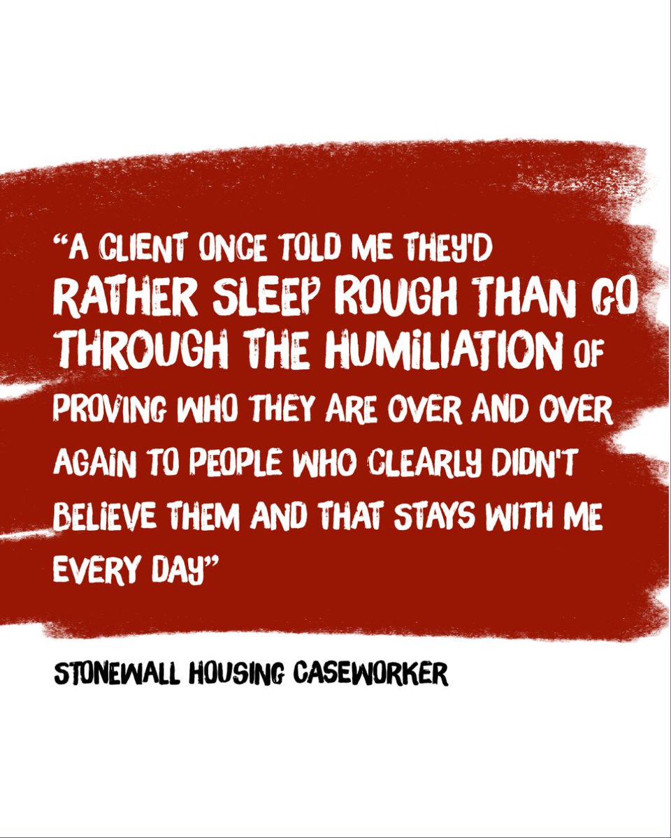 Stonewallhousin's tweet photo. LGBTQ+ people navigating homelessness are often forced to prove who they are over and over, to services that have already decided not to trust them.
Find out how you can support our Not Left Out campaign — link in bio.
#NotLeftOut #LGBTQHomelessness #StonewallHousing https://t.co/SabG98CRgp
