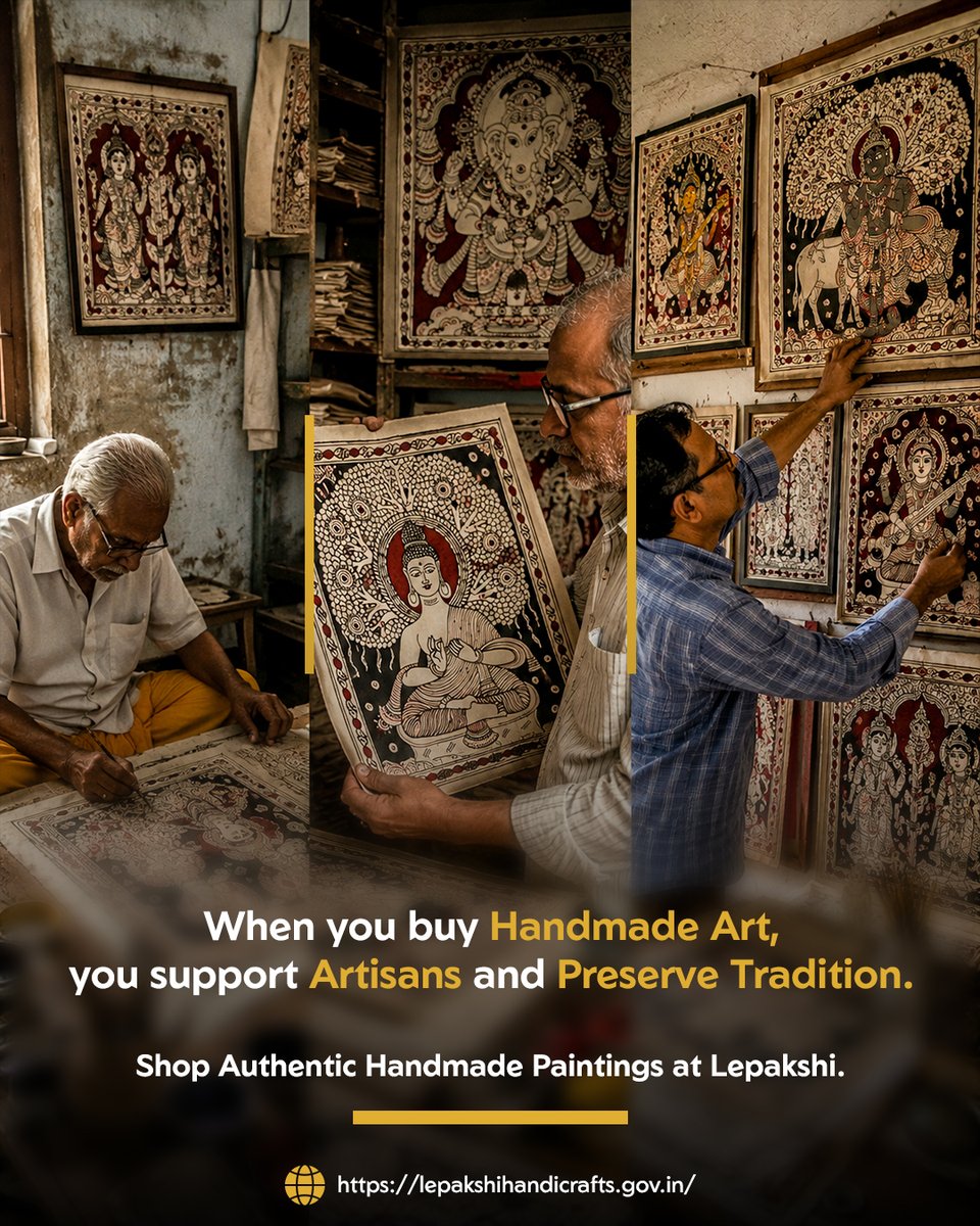 lepakshiaphdc's tweet photo. 🤫 The secret behind Kalamkari's exclusivity?
Every piece is handcrafted, every brushstroke tells a story, and no two paintings are ever the same
#LepakshiHandicrafts #AndhraPradeshCrafts #IndianHandicrafts #SupportArtisans #HandmadeHeritage https://t.co/YuGGaRm8DG