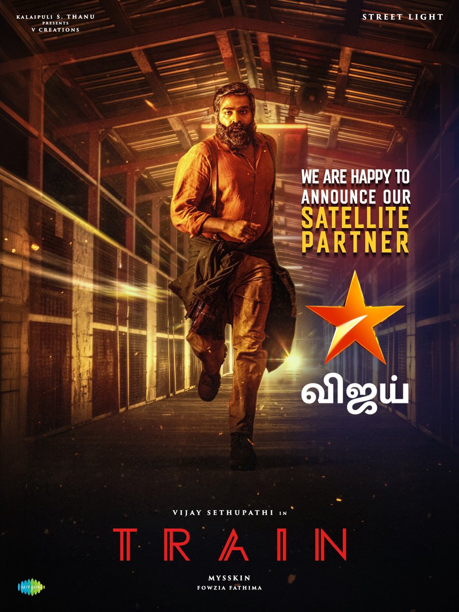 theVcreations's tweet photo. We’re proud to announce @vijaytelevision as our Official Satellite Partner for #Train

@DirectorMysskin @VijaySethuOffl @shrutihaasan @nasser_kameela @ksravikumardir @ira_dayanand @itsNarain @preethy_karan @KalaiActor @fowziafathima @editorsriwat #StreetLight
@RIAZtheboss @saregamasouth