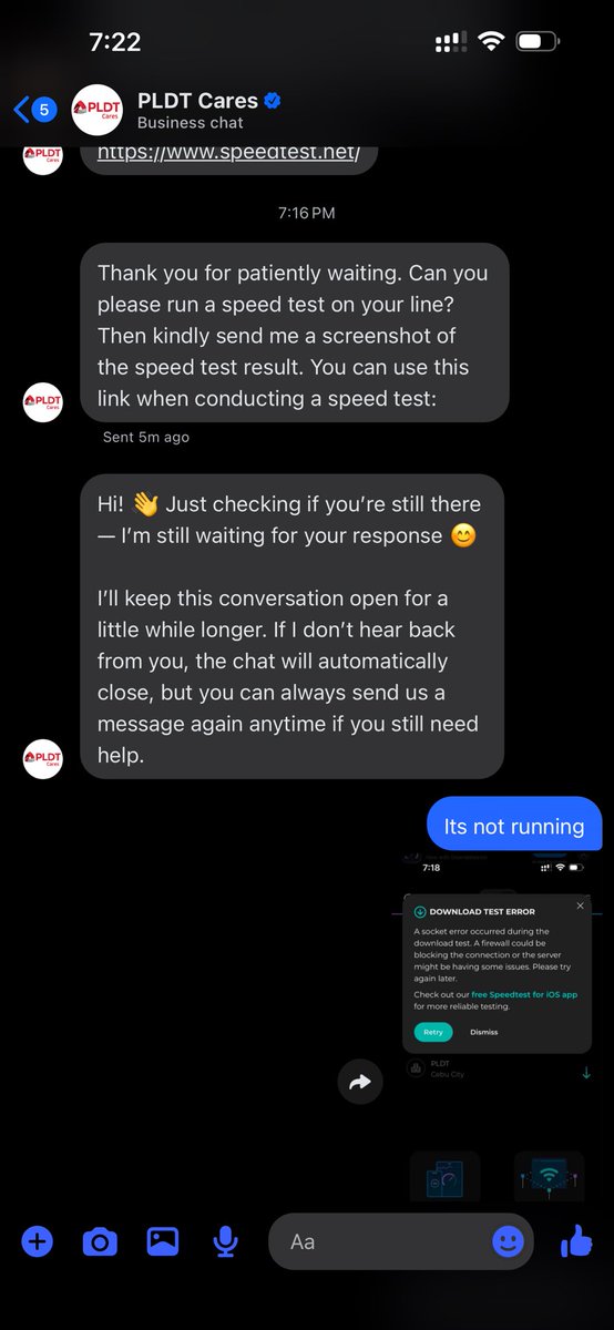 amiyaseus's tweet photo. @PLDT_Cares I want to complain how our internet is unstable &amp; hoping to get help but your agents made it worst. 

First, I was put on hold and I replied for acknowledgment then right after a minute, the chat got disconnected.

Waited for 21 mins for the second agent but no luck! https://t.co/Fn0zYrjunN