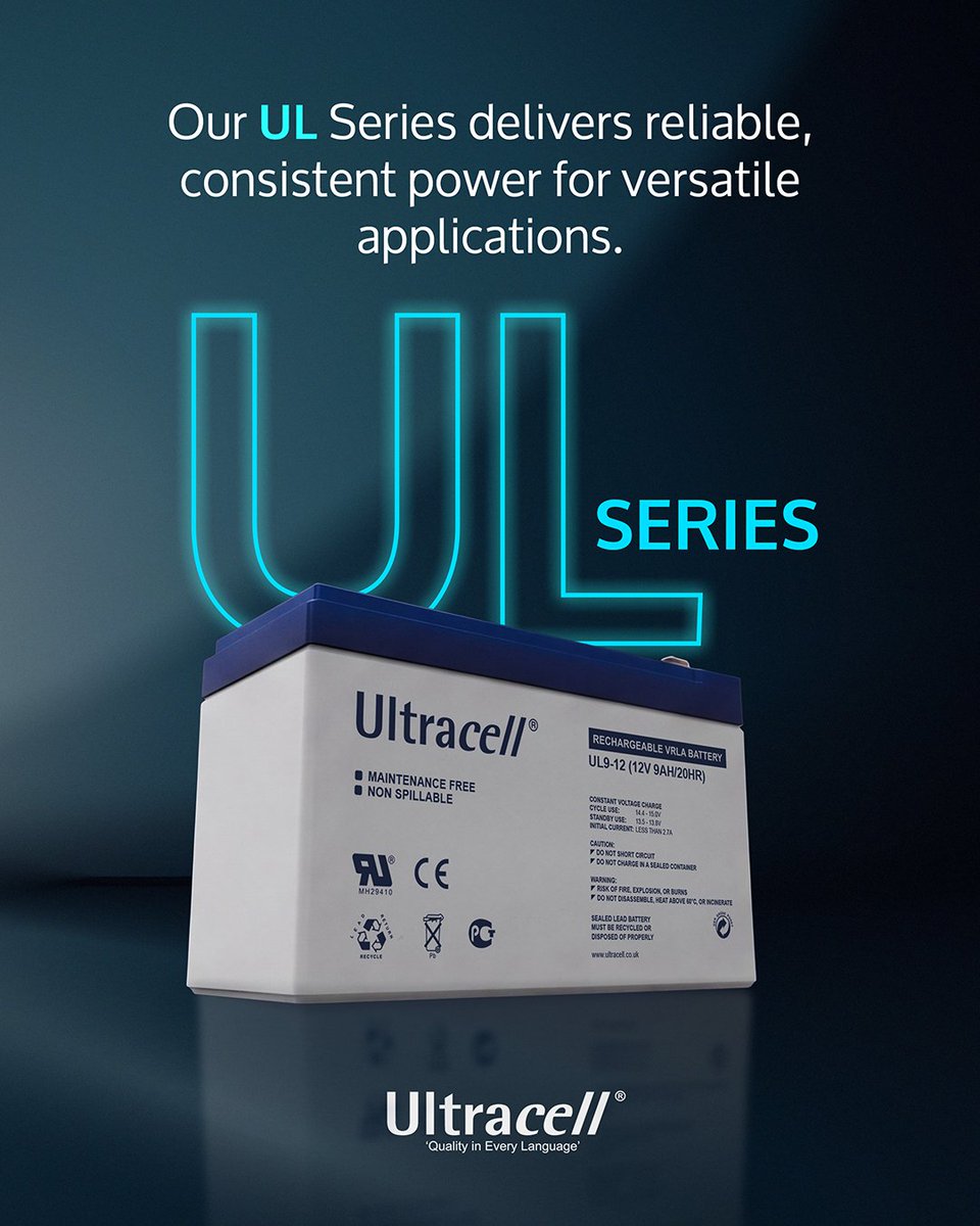 UltracellUK's tweet photo. Welcome to the first instalment of our product spotlight series, designed to guide you through the Ultracell battery portfolio.
Explore the range in detail at www.https://t.co/QHGg4ZNZ5w
#Ultracell #VRLA #LeadAcid #EnergyStorage #BusinessContinuity #Engineering https://t.co/PyDTJwEWM3