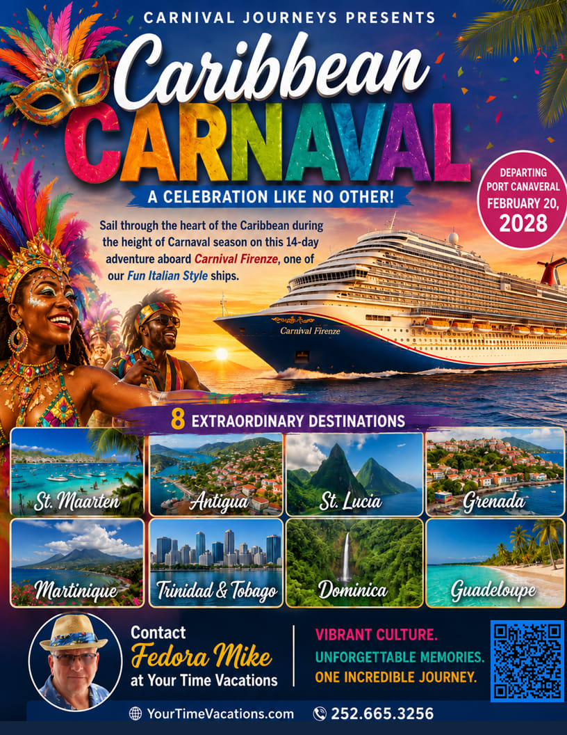 YourTimeVaca's tweet photo. Don't miss out on this epic 14 day Journey visiting these extraordinary destinations!  Contact Fedora Mike today for the best cabin selection.  Cheers! https://t.co/w7ec4aCRnA