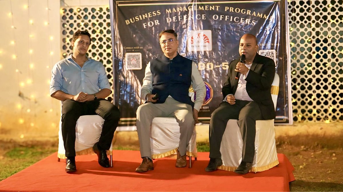 Prodef_blr's tweet photo. Bridging boardroom insight with military leadership.

The 5th Business Management Programme for Defence Officers (BMPDO) Cohort hosted “The Vanguard – IIM Bangalore Alumni Meet” @ Bengaluru, bringing together IIMB alumni, faculty, veterans &amp; defence officers for dialogue .. (1/2) https://t.co/FwYfQP8z9Y