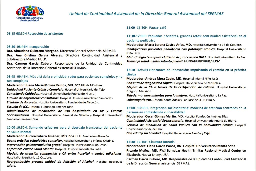 ogomezmartin's tweet photo. Estamos en Hospital La Paz en la I Jornada de Directores y Enfermeras de Continuidad Asistencial del @SaludMadrid 
Inaugura la Dra. Almudena Quintana,  Directora General Asistencial.
Tenemos participación del equipo de #ContinuidadAsistencial de nuestra #Red4H https://t.co/xrV2RT3yF8