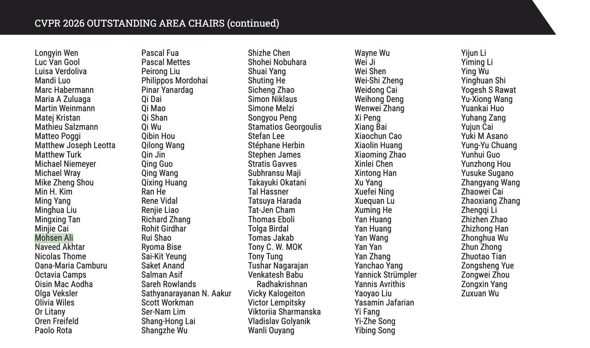 MohsenAlif's tweet photo. Humbled to share that I have been counted among Outstanding Area Chair for CVPR 2026
https://t.co/XkDcNsghBL
#BelatedNews #CVPR2026 #CVPR #AreaChair https://t.co/bHmIU7saWQ