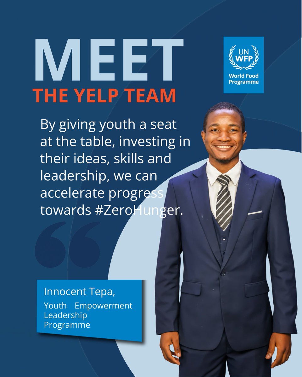 WFP_Zimbabwe's tweet photo. Meet Innocent, the first to feature in our Meet the #YELP Team series.

As part of our Human Resources unit, he’s a strong advocate for youth inclusion, believing that young people should be at the heart of everything @WFP does. https://t.co/xvbGp4WJcM