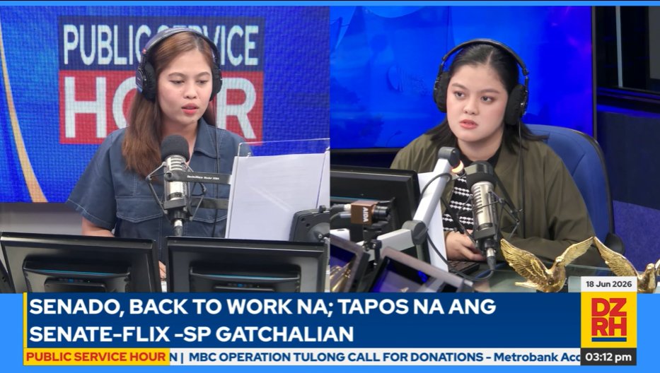 dzrhnews's tweet photo. #DZRHPublicServiceHour na!
Samahan sina Weena Pearl Jesoro at Jacky Recio sa #PublicServiceHour para sa walang patid na pagbibigay ng serbisyong publiko!
WATCH: https://t.co/n8JW1yciFy https://t.co/qFkcZuVWjq